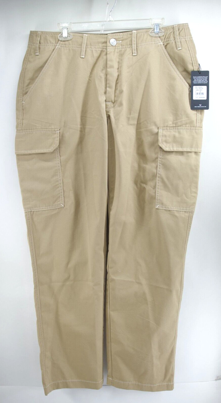 True Religion Mens Travertine Khaki‎ Baggy Cargo Pants Sz 34x32 NWT